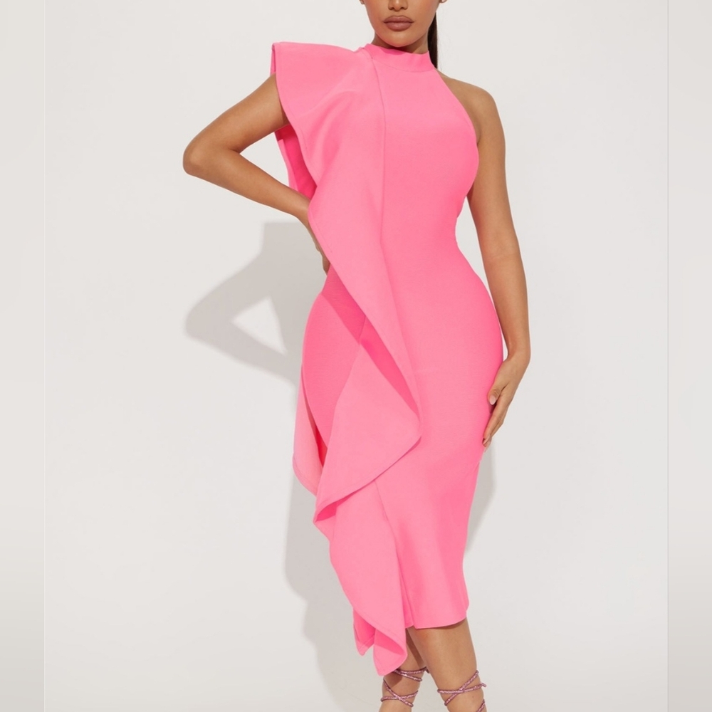 Side Drape Midi Dress